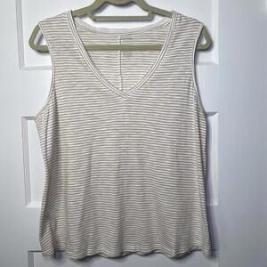 Sonoma Striped V-Neck Tank Top Womens Large Classic Business Casual Minimalist